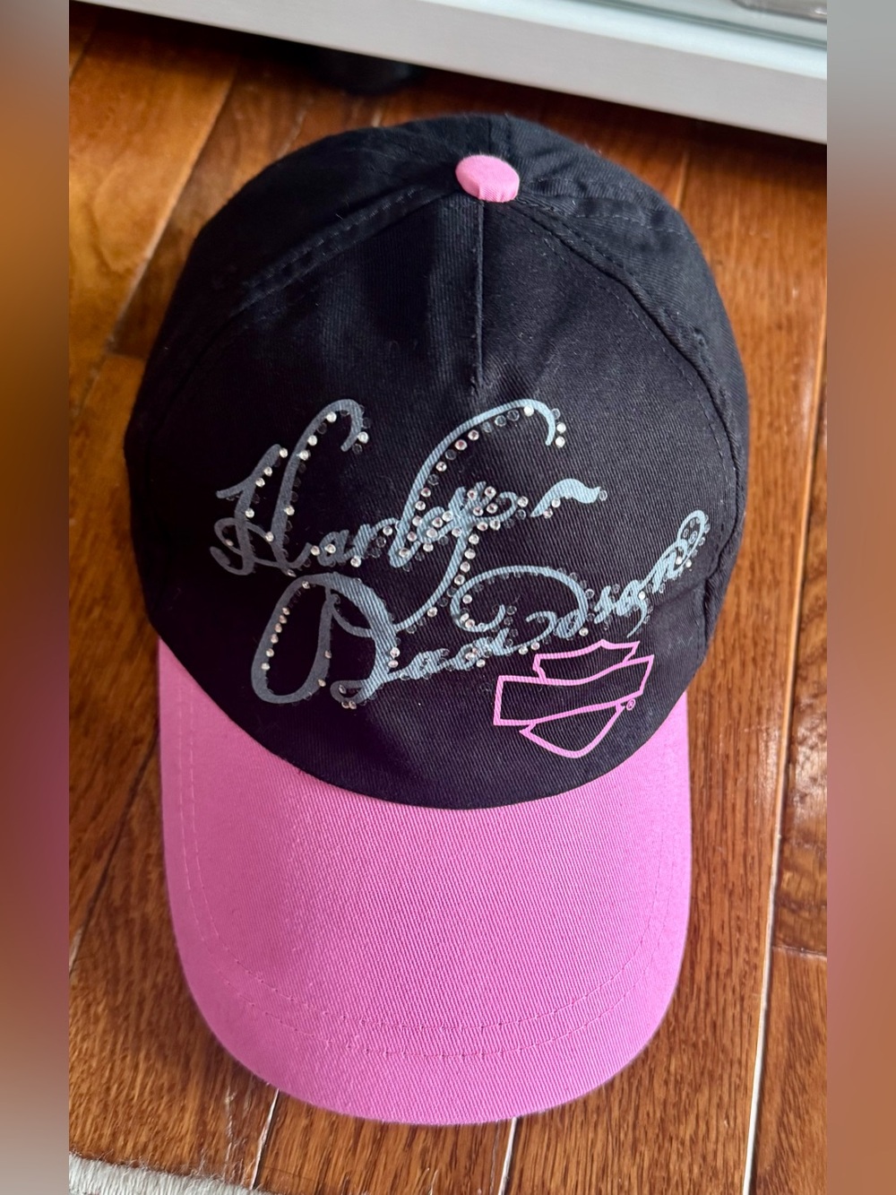🌺Harley-Davidson Pink Black Rhinestone Baseball Cap Hat Kids Girl Size 4-14🌸🌺